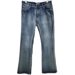 7437 * VGS Bootcut Jeans Embroidered Pockets Medium Wash Denim Size 4